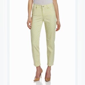 NYDJ Women’s Size 2 Light Yellow Geometric Print Slim Ankle Pants